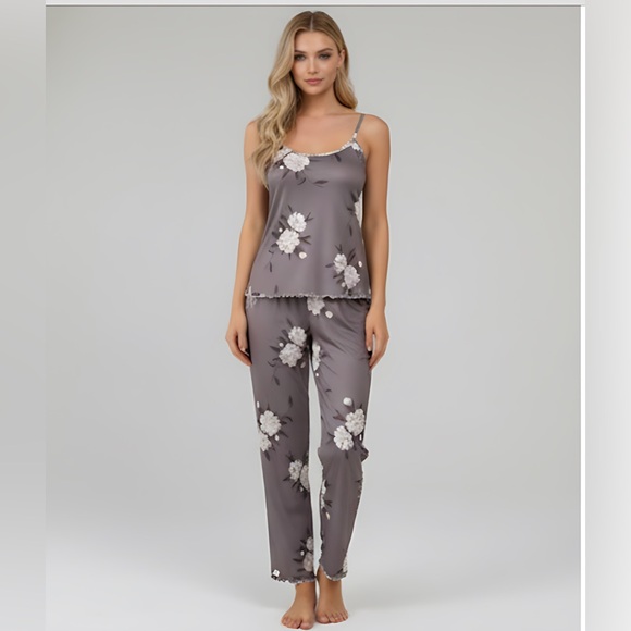 Floral Tank Top Lettuce Trim PJ Set - Picture 3 of 7